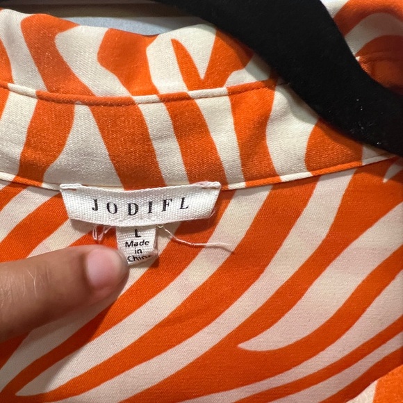JODIFL Orange Zebra Print Blouse - Picture 3 of 3